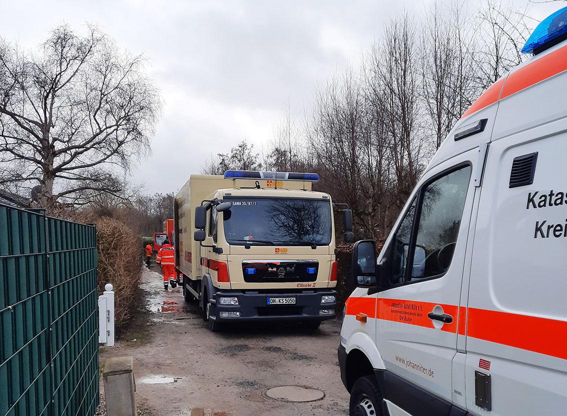 ASB-Unimog beim Hochwasser in Niendorf im Einsatz
